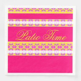 Servilleta De Papel De Cena Rosa brillante con amarillo