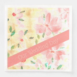 Servilleta De Papel De Cena Rosa Con Coral