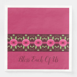 Servilleta De Papel De Cena Rosa Con Floral