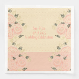 Servilleta De Papel De Cena Rosa con puntos de polka