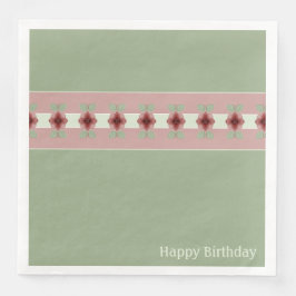 Servilleta De Papel De Cena Rosa con verde claro