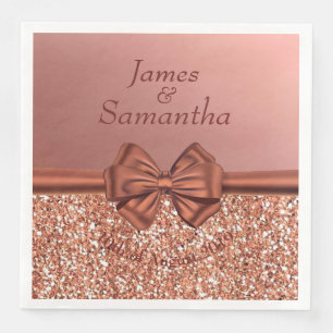 Servilleta De Papel De Cena Rosa Dorado Satin Bow -