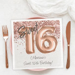 Servilleta De Papel De Cena Rosa Gold Sweet 16th Birthday Party<br><div class="desc">Rosa de papel dulce de 16º cumpleaños con toallas de papel para decorar las mesas de la fiesta de cumpleaños con fondo de papel de textura impreso.</div>