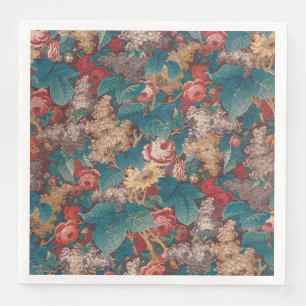 Servilleta De Papel De Cena Rosa, Lilac, grandes hojas patrón jardín vintage