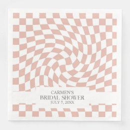 Servilleta De Papel De Cena Rosa moderno con ducha de novia comprobada