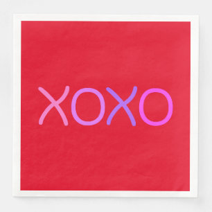 Servilleta De Papel De Cena Rosa, púrpura y lavanda Xoxo rojo adorable