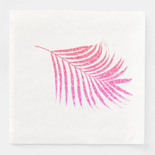 Servilleta De Papel De Cena Rosa Purpurina rosa dorado Tropical Palm Leaf Brid