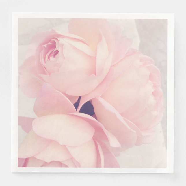 Servilleta De Papel De Cena Rosa rosa de Rubor (Anverso)