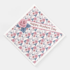 Servilleta De Papel De Cena Rosa Rosa Feliz Día de las Madres