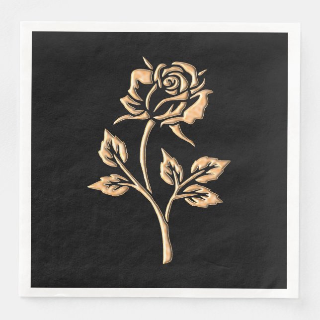 Servilleta De Papel De Cena Rosa simple de oro (Anverso)
