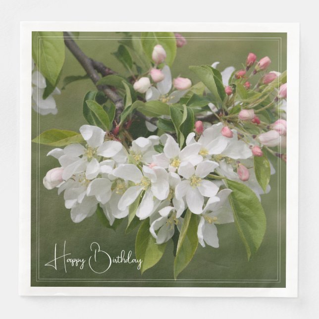 Servilleta De Papel De Cena Rosa Verde Y Blanco (Anverso)