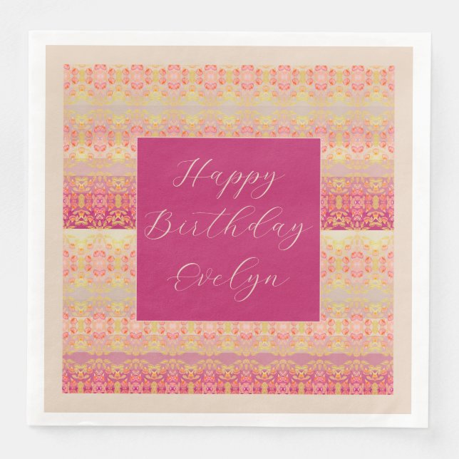 Servilleta De Papel De Cena Rosa Y Coral Brillantes (Anverso)