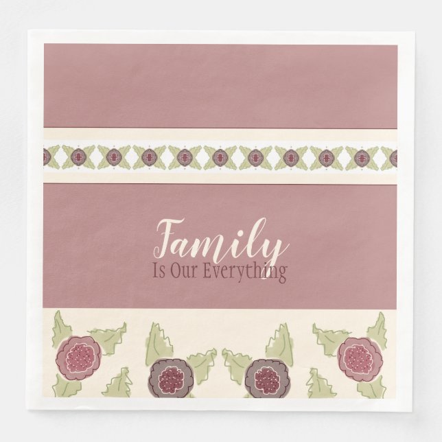 Servilleta De Papel De Cena Rosa Y Verde Fadido (Anverso)