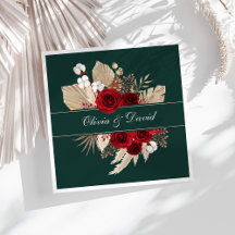 Rosas de Borgoña y servilletas Bodas de gramíneas 