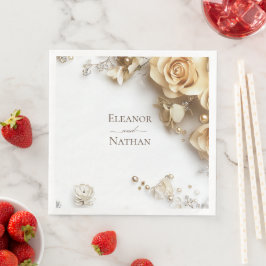 Servilleta De Papel De Cena Rosas de oro del Boho moderno Boda de verano de pr