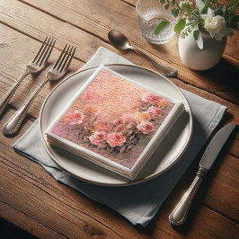 Servilleta De Papel De Cena Rosas florales Decoupage antigua de escritura a ma