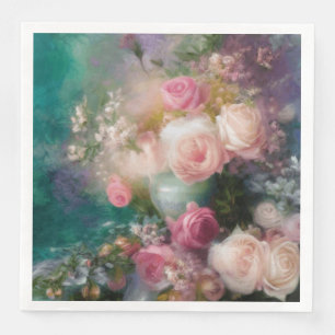 Servilleta De Papel De Cena Rosas Vintage De Acuarela Pintados En Todos Los Co