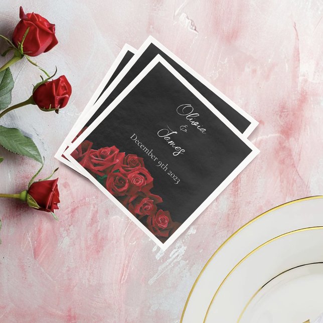 Servilleta De Papel De Cena Roses rojos blancos negros (Subido por el creador)