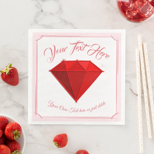 Servilleta De Papel De Cena Ruby Gemstone. Joyería. 40 Aniversario Boda (In situ)