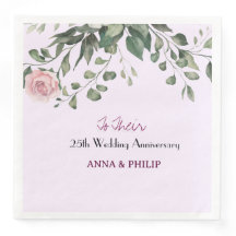 Rústica Boda Napkins rosa floral, azul polvoriento