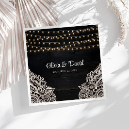 Servilleta De Papel De Cena Rústico blanco y negro Elegancia Boda