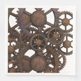 Servilleta De Papel De Cena Rusty Steampunk Metalizado Gears