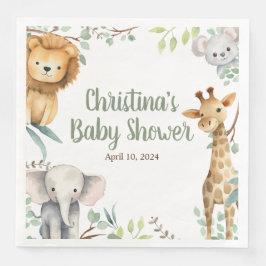 Servilleta De Papel De Cena Safari Animals Baby Shower Napkins