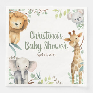 Servilleta De Papel De Cena Safari Animals Baby Shower Napkins
