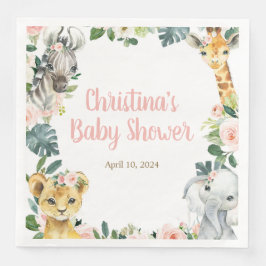 Servilleta De Papel De Cena Safari Animals Baby Shower Napkins