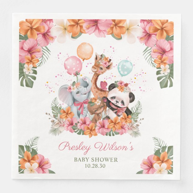 Servilleta De Papel De Cena Safari de la jungla chica (Anverso)