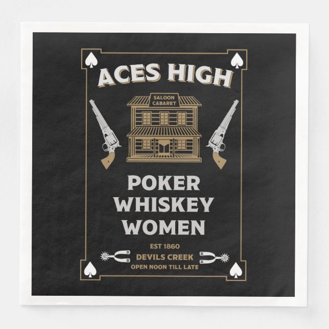 Servilleta De Papel De Cena Saloon de Cowboy American Frontier (Anverso)