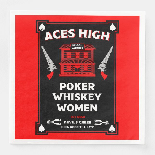 Servilleta De Papel De Cena Saloon de Cowboy American Frontier (Anverso)