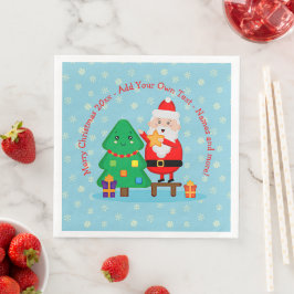 Servilleta De Papel De Cena Santa Putting Star Christmas Tree 20xx Añadir text