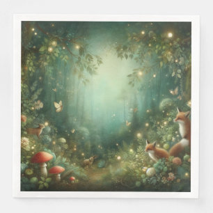 Servilleta De Papel De Cena Selva encantada verde esmeralda