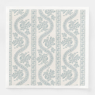 Servilleta De Papel De Cena Serpentino Floral Gris Azul, Crema