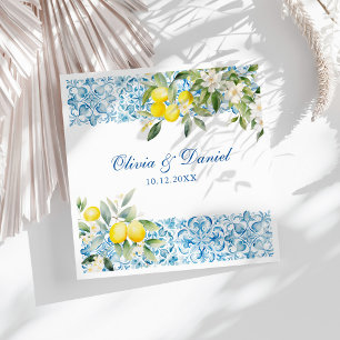 Servilleta De Papel De Cena Servilleta de boda de azulejo azul mediterráneo y 