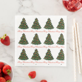 Servilleta De Papel De Cena Servilleta de celebración navideña con árbol festi