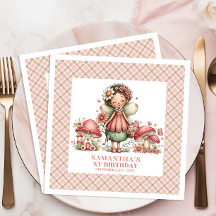 Servilleta De Papel De Cena Servilleta de cumpleaños de hadas caprichosas flor