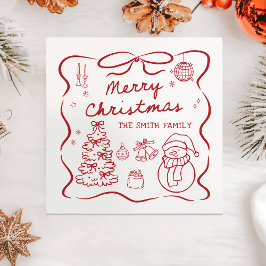 Servilleta De Papel De Cena Servilleta de fiesta de Navidad con lazo caprichos