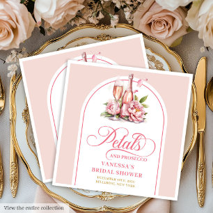 Servilleta De Papel De Cena Servilleta de Pétalos y Prosecco con Acuarela de R