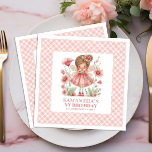 Servilleta De Papel De Cena Servilleta Floral Rosa Cumpleaños 3 de la Chica Ha