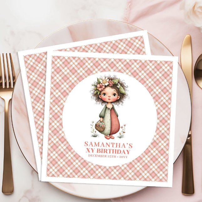 Servilleta De Papel De Cena Servilleta para Cumpleaños número 1 Fantasy Fairy  (Fantasy Fairy Blush Pink 1st Birthday Party Napkins)