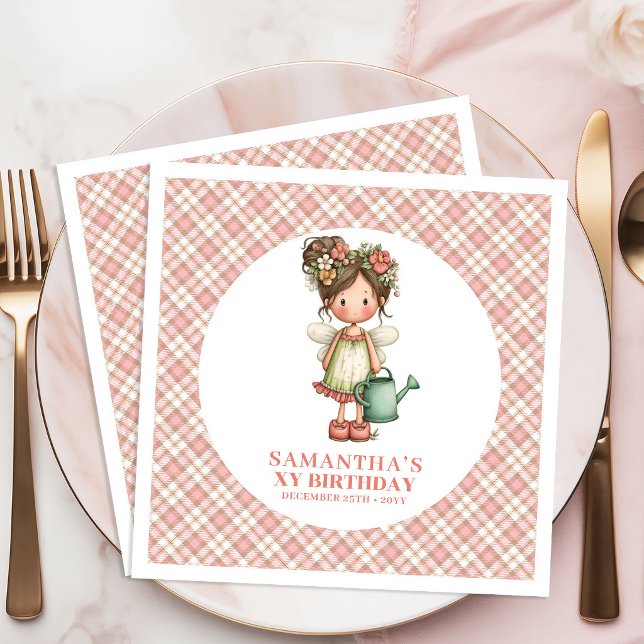 Servilleta De Papel De Cena Servilleta para Fiesta de Cumpleaños número 2 de H (Lovely Pastel Fairy Cute 2nd Birthday Party Napkins)
