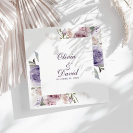 Servilleta De Papel De Cena Servilleta Personalizada de Boda Floral Lila