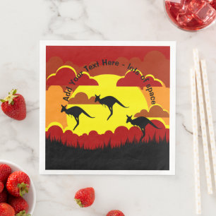 Servilleta De Papel De Cena Servilleta Roja Negra Amarilla Canguro Australia