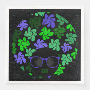 Servilleta De Papel De Cena Servilletas Afro Diva Verde y Azul
