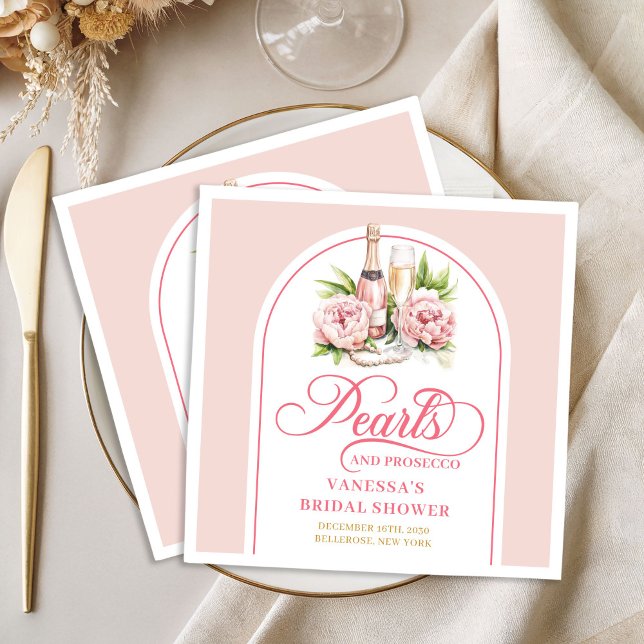 Servilleta De Papel De Cena Servilletas clásicas de acuarela con rubor y lluvi (Classic Watercolor Blush and Gold Shower Napkin)