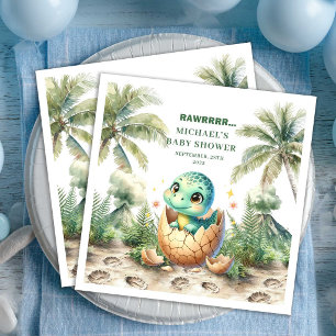 Servilleta De Papel De Cena Servilletas de Baby Shower de Dinosaurio Encantado