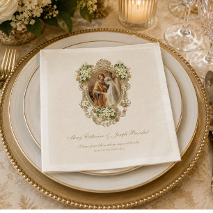 Servilleta De Papel De Cena Servilletas de boda católicas personalizadas con E