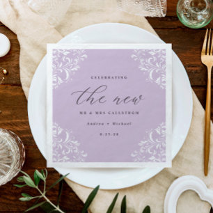 Servilleta De Papel De Cena Servilletas de boda clásicas vintage de lavanda el